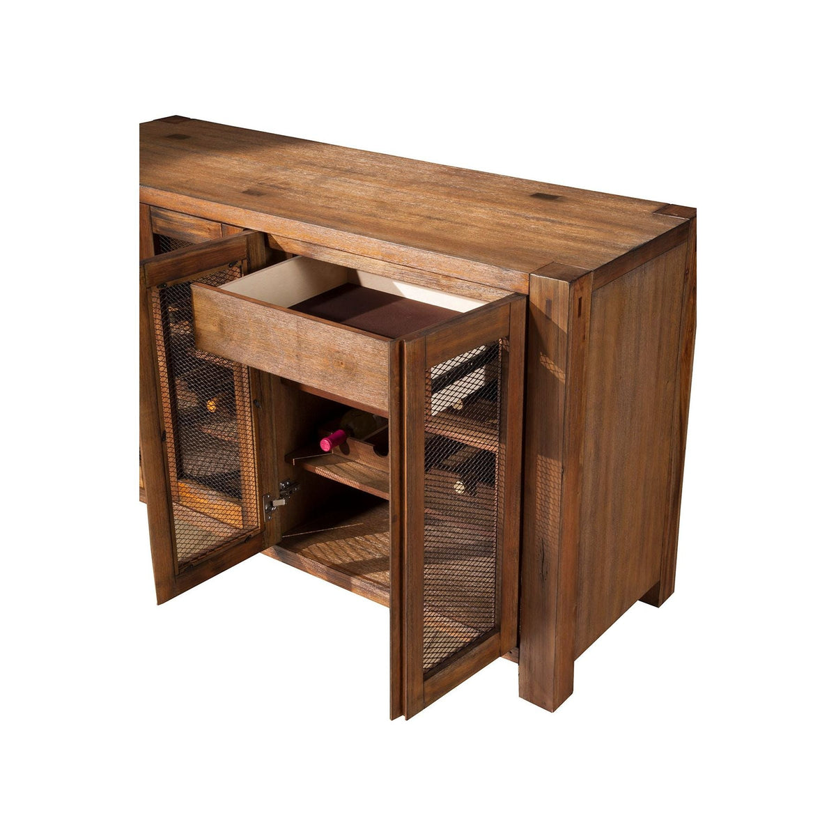 Shasta Reclaimed Mahogany Server with Wine Storage, Salvaged Natural – view 3