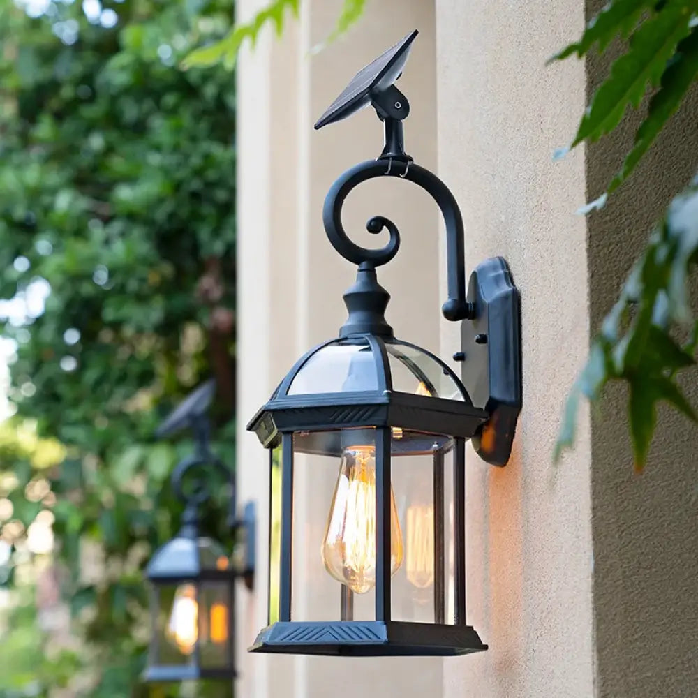 Sophia Solar Outdoor Wall Light – Black Aluminum Porch Lantern – view 10