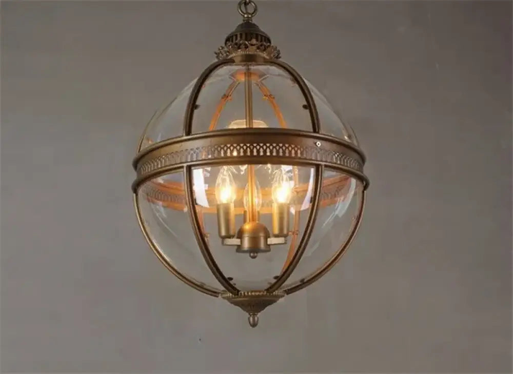 Vintage Iron and Glass Globe Pendant Light for Dining Room and Patio – view 7