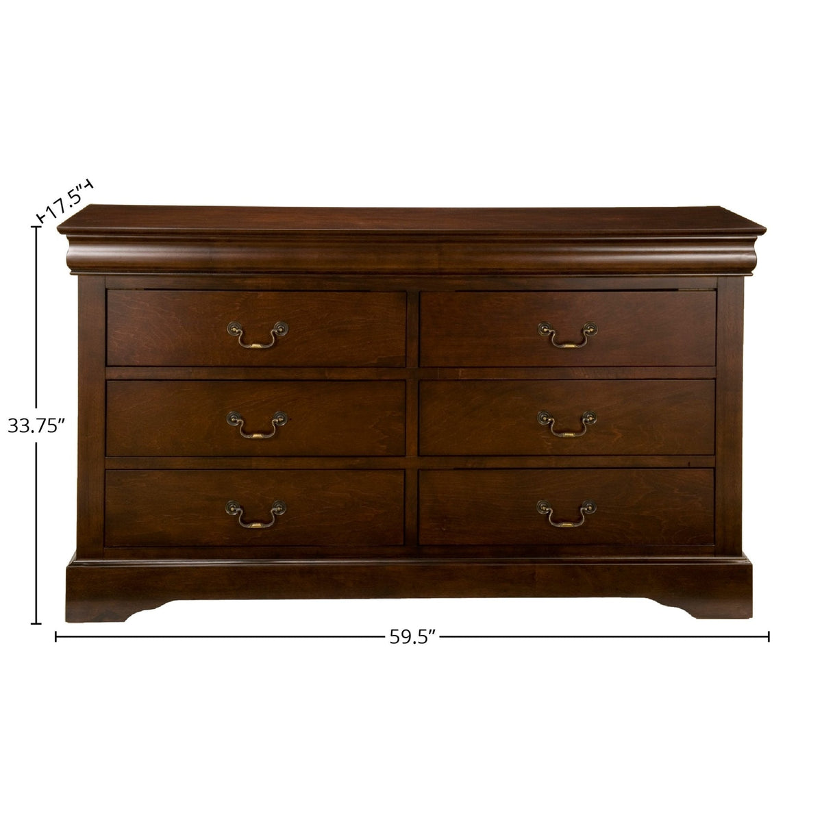 West Haven Dresser in Cappuccino Brown with Antique Brass Hardware – view 7