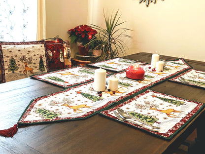 Winter Forest Reindeer Vintage Holiday Woven Tapestry Table Runner – view 10