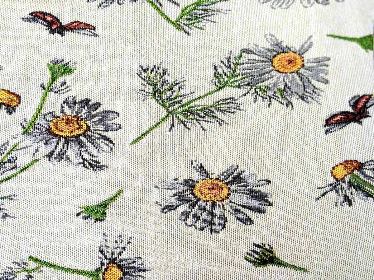 Yellow Daisies and Ladybugs Ivory Woven Tapestry Table Runner – view 13