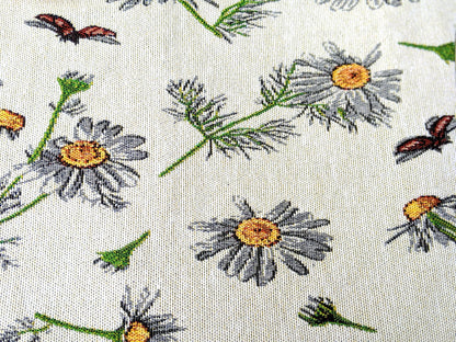 Yellow Daisies and Ladybugs Ivory Woven Tapestry Table Runner – view 13