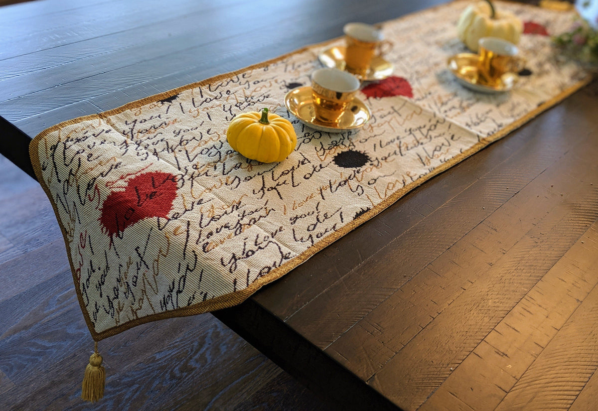 Romantic I Love You Valentine's Beige Woven Tapestry Table Runner – view 10