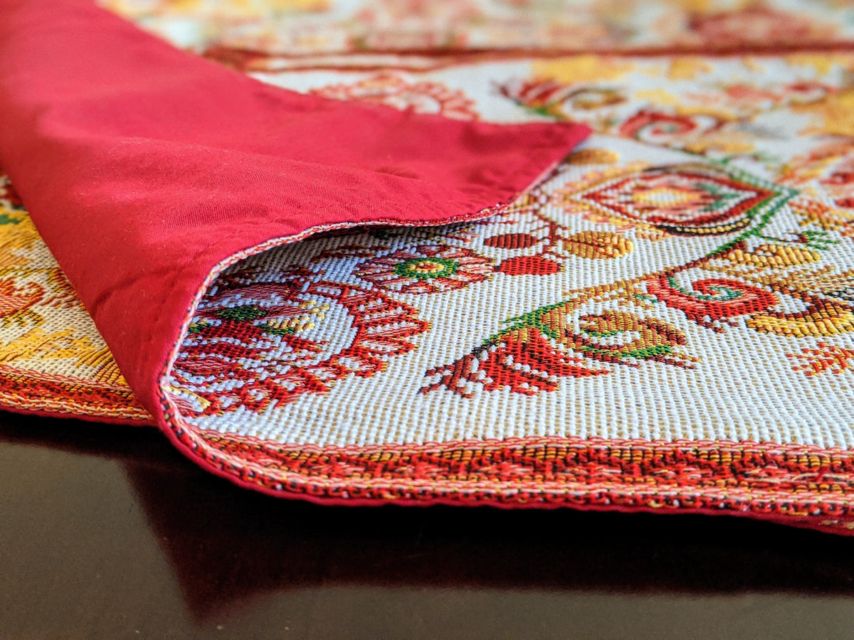 Burgundy Ornate Paisley Woven Tapestry Placemats, Eclectic Dining Set – view 11