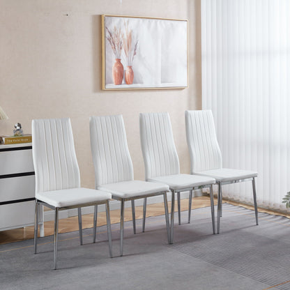Minimalist Faux Leather Dining Chairs with Metal Frame, Set of 4 – view 3