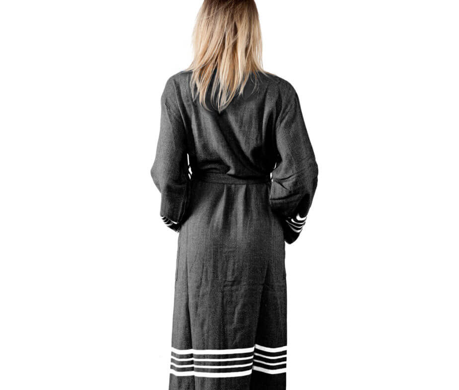 Organic Turkish Cotton Kimono Bathrobe, Long Unisex Spa Robe – view 16