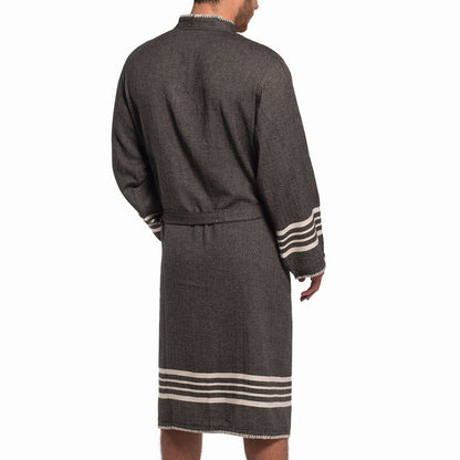Organic Turkish Cotton Kimono Bathrobe, Long Unisex Spa Robe – view 7