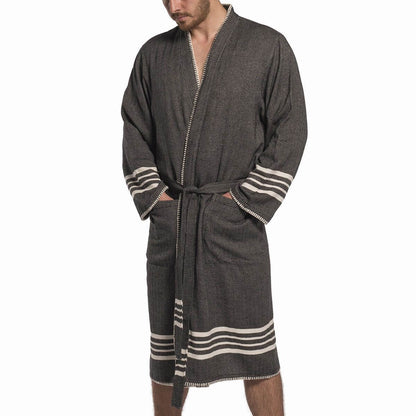 Organic Turkish Cotton Kimono Bathrobe, Long Unisex Spa Robe – view 6