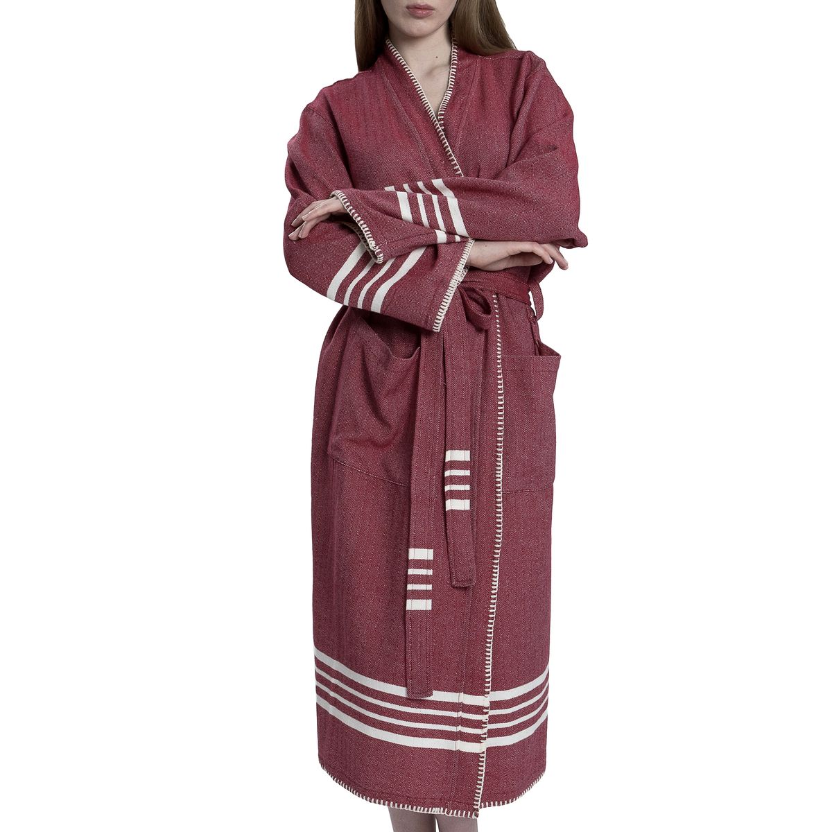 Organic Turkish Cotton Kimono Bathrobe, Long Unisex Spa Robe – view 10