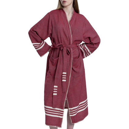 Organic Turkish Cotton Kimono Bathrobe, Long Unisex Spa Robe – view 9