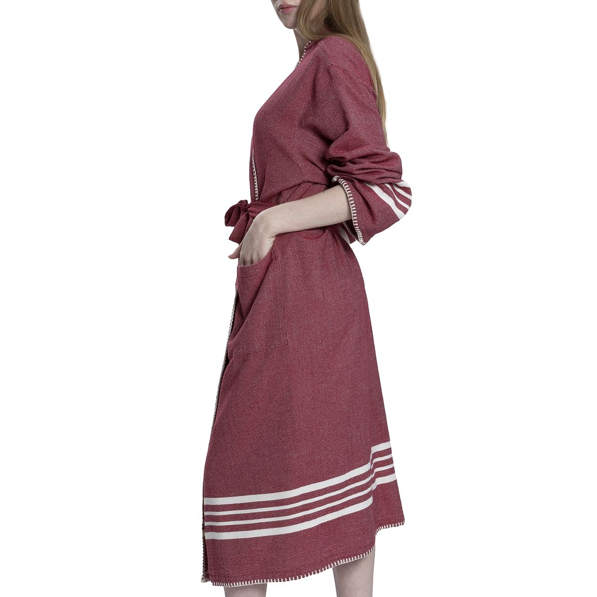 Organic Turkish Cotton Kimono Bathrobe, Long Unisex Spa Robe – view 8