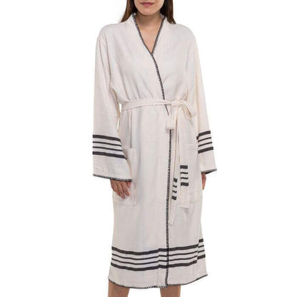 Organic Turkish Cotton Kimono Bathrobe, Long Unisex Spa Robe – view 17