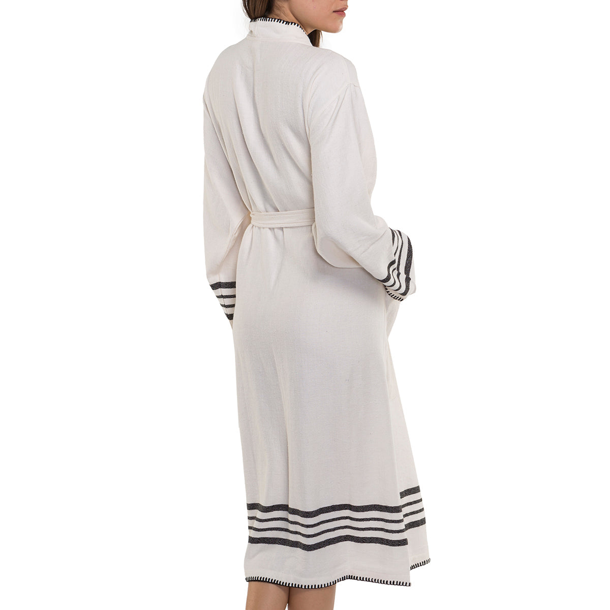 Organic Turkish Cotton Kimono Bathrobe, Long Unisex Spa Robe – view 5