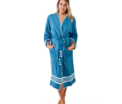 Organic Turkish Cotton Kimono Bathrobe, Long Unisex Spa Robe – view 15