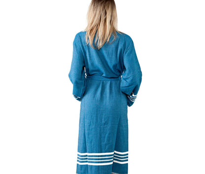 Organic Turkish Cotton Kimono Bathrobe, Long Unisex Spa Robe – view 14