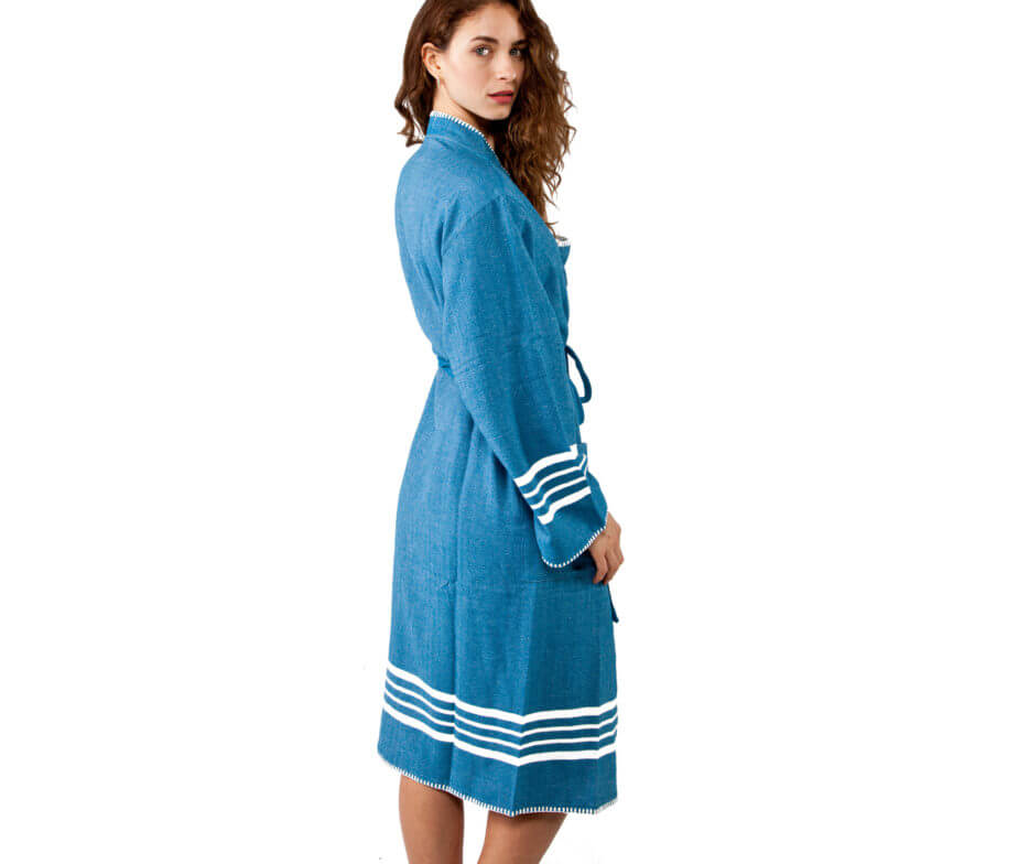 Organic Turkish Cotton Kimono Bathrobe, Long Unisex Spa Robe – view 13