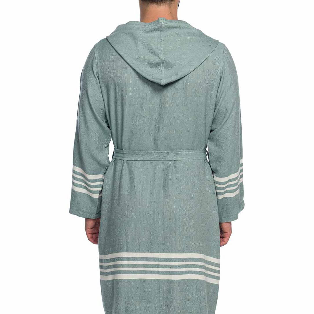 Organic Turkish Cotton Hooded Short Bathrobe, Knee-Length Unisex – view 10