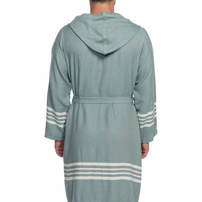 Organic Turkish Cotton Hooded Short Bathrobe, Knee-Length Unisex – view 10