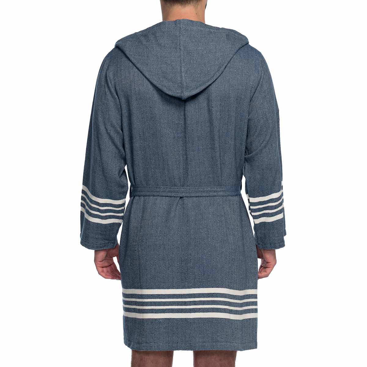 Organic Turkish Cotton Hooded Short Bathrobe, Knee-Length Unisex – view 6