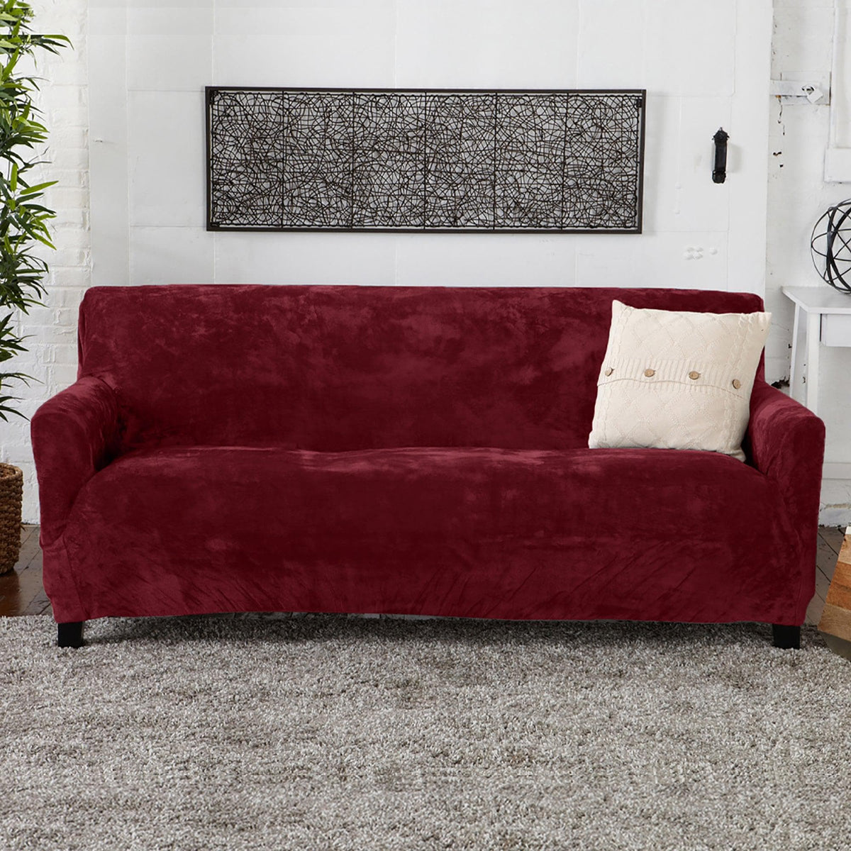 Velvet Stretch Slipcover – Gale Collection Form-Fit Sofa Cover – view 128