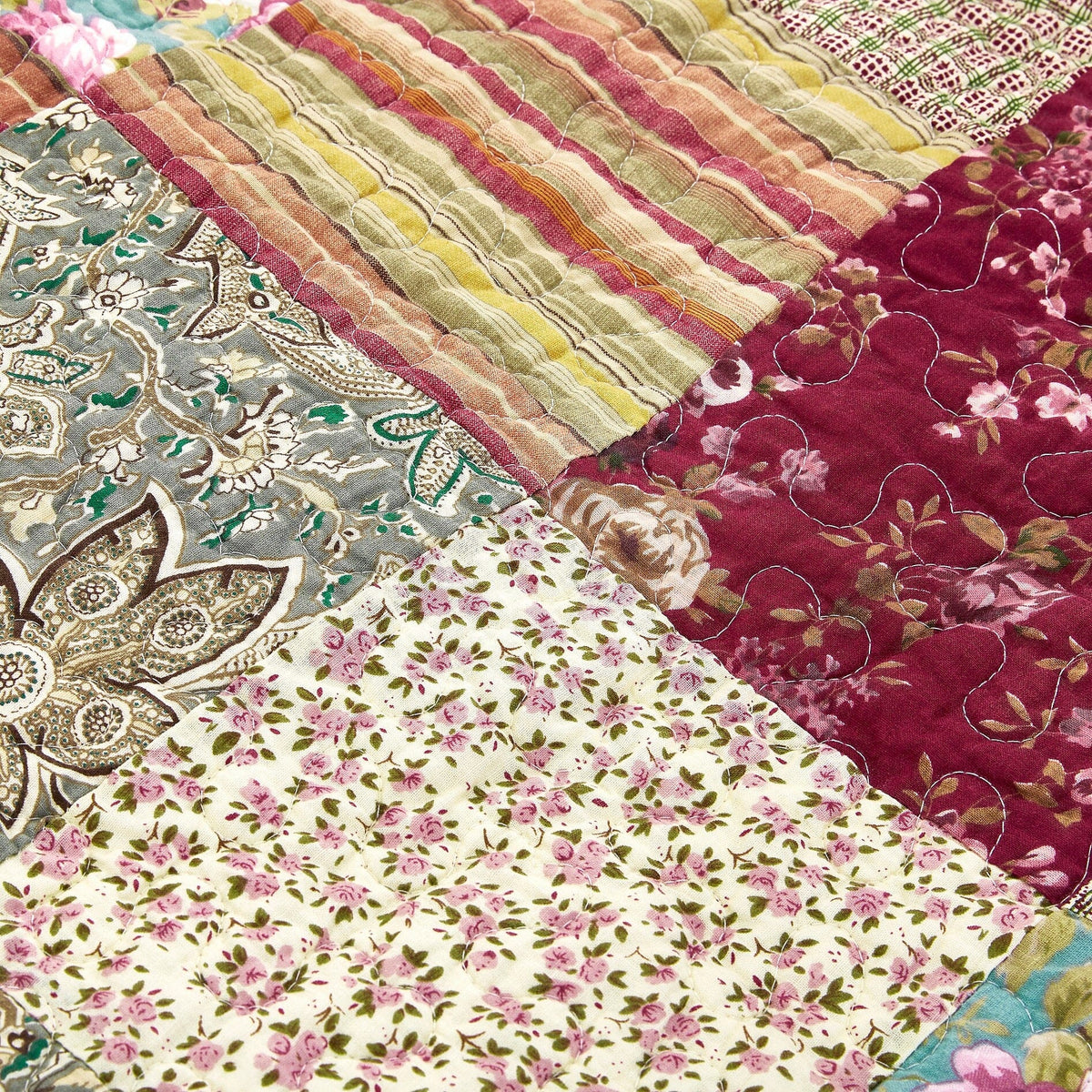 Fairy Tale Tea Party Cotton Patchwork Quilted Throw Blanket – view 6