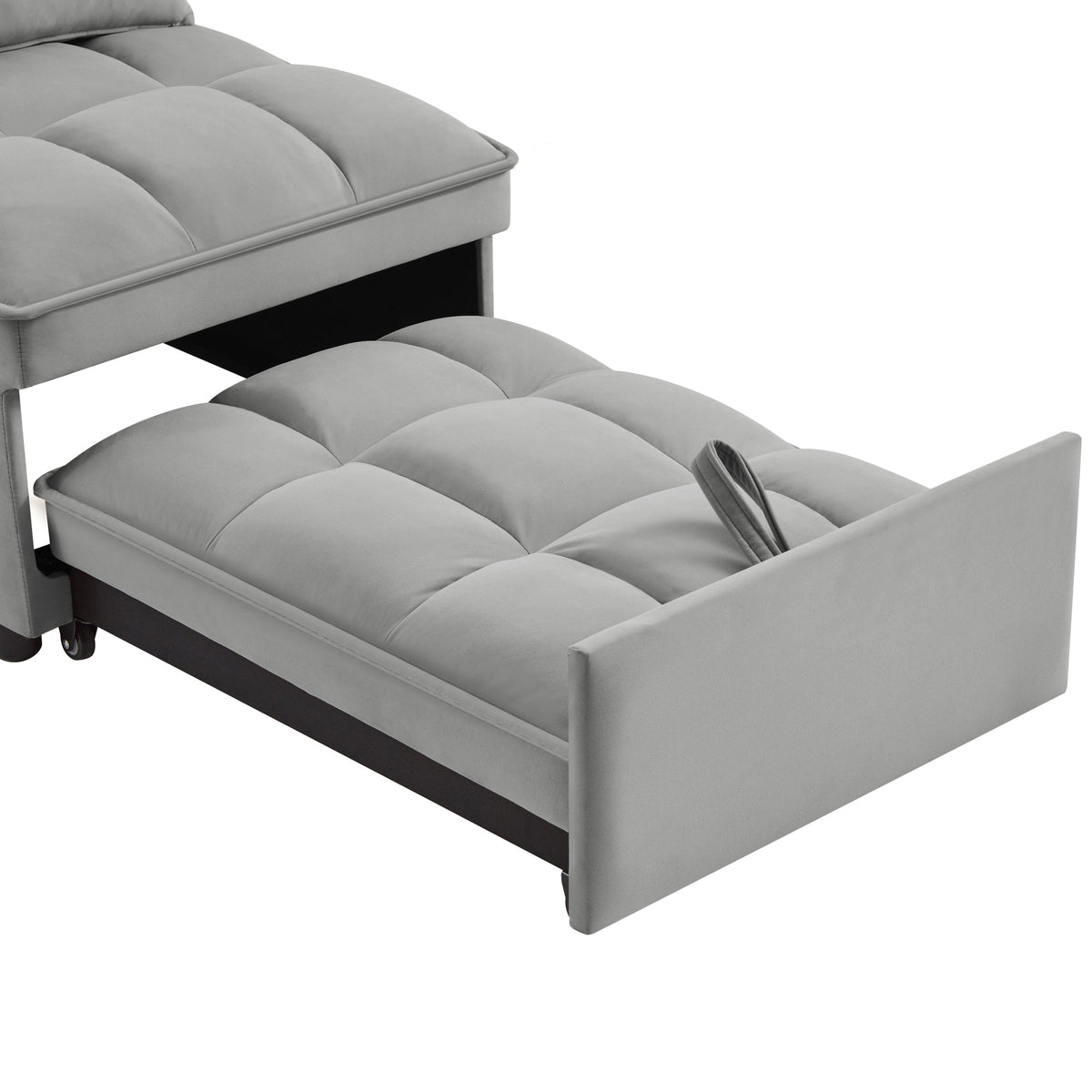 4-in-1 Convertible Gray Velvet Single Sofa Bed with Adjustable Backrest – view 7