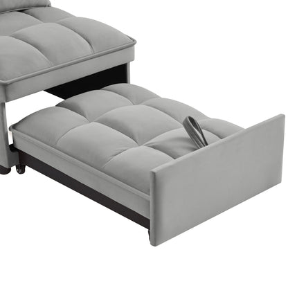 4-in-1 Convertible Gray Velvet Single Sofa Bed with Adjustable Backrest – view 7