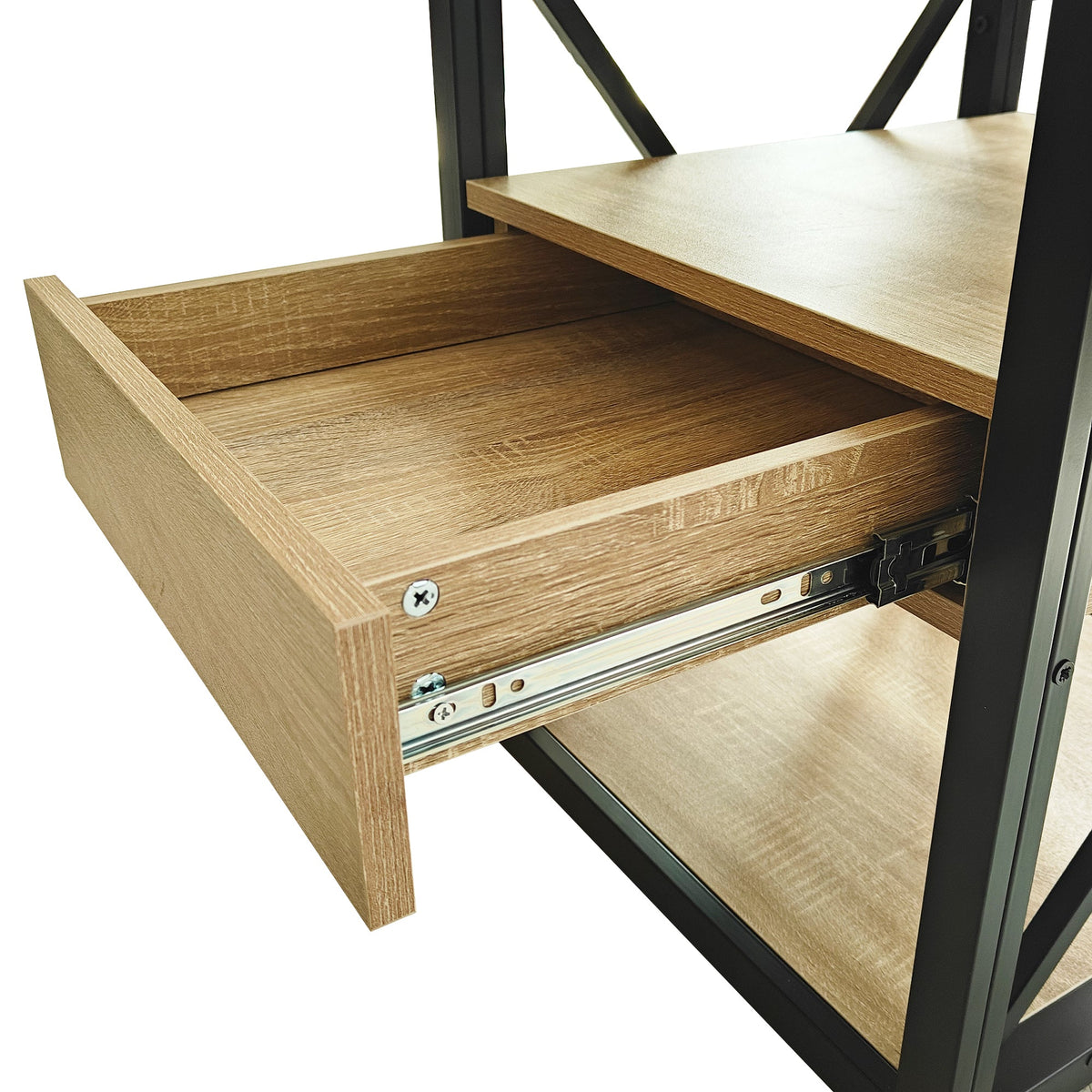 Modern 3-Tier End Table with Drawer and Tempered Glass Top – view 14