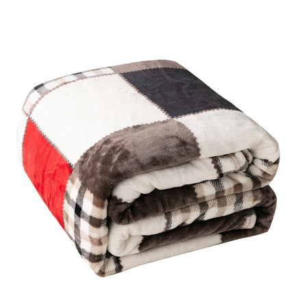 Sunset Maple Farmhouse Plaid Patchwork Fleece Throw Blanket – view 11