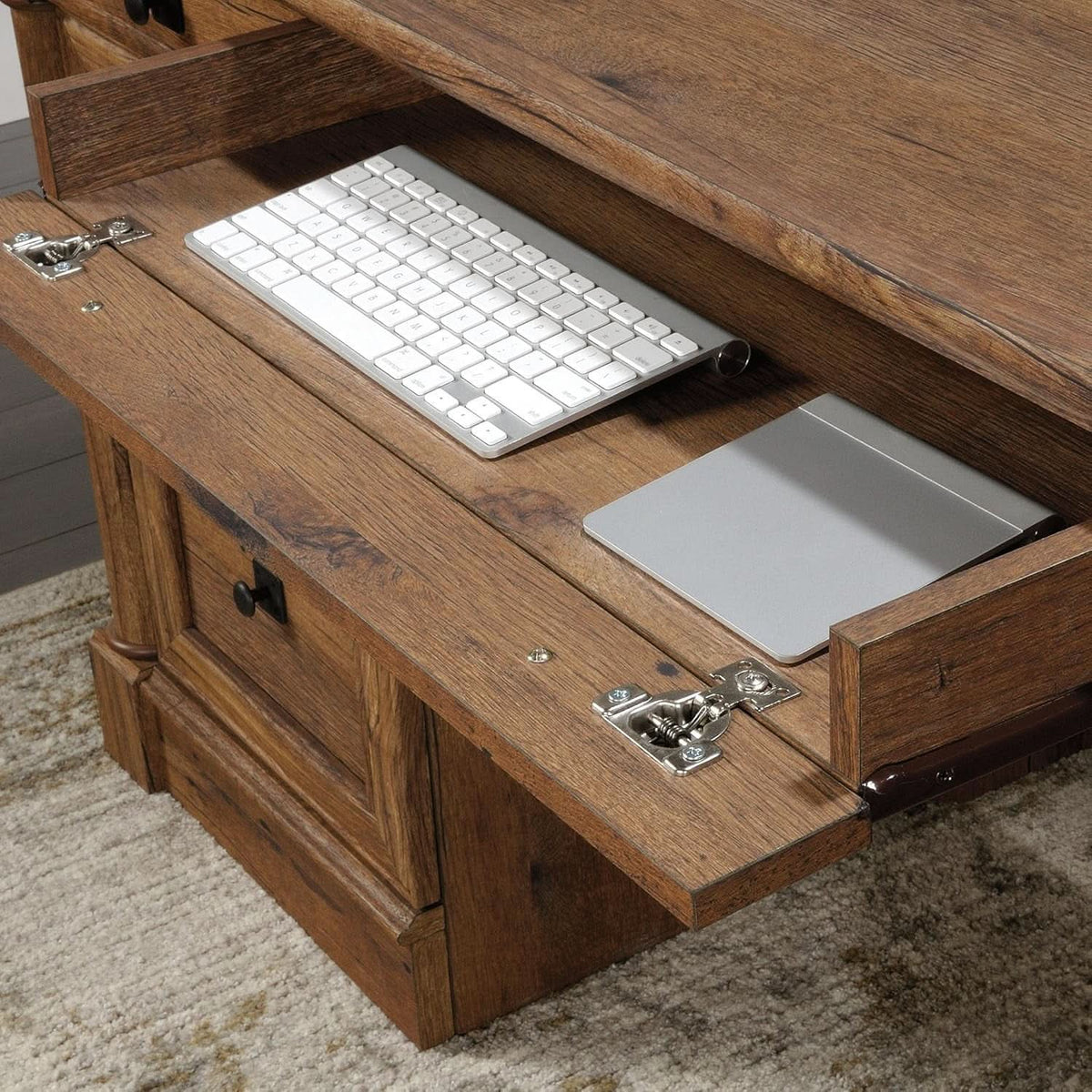 Palladia 65-Inch Executive Desk with Keyboard Drawer, Vintage Oak – view 8
