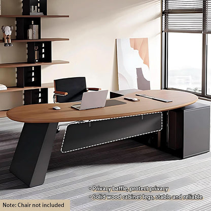 80-Inch L-Shaped Executive Desk with Storage Cabinets and Power Ports – view 5