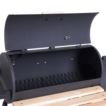 48-Inch Steel Charcoal BBQ Grill and Offset Smoker Combo in Black – view 9