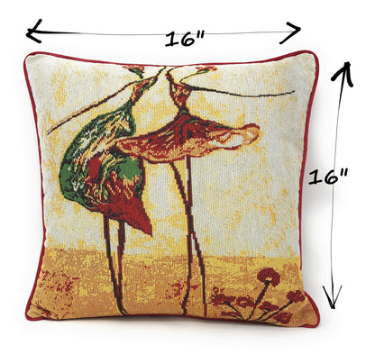 Abstract Ballerina Art Woven Tapestry Throw Pillow Cover, Golden Beige – view 3