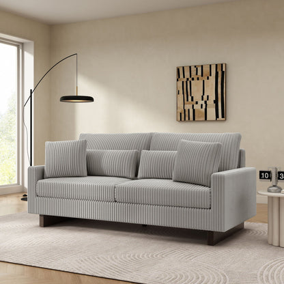Modern Fabric Loveseat Sofa with 4 Pillows in Beige, Black or Dark Gray – view 6