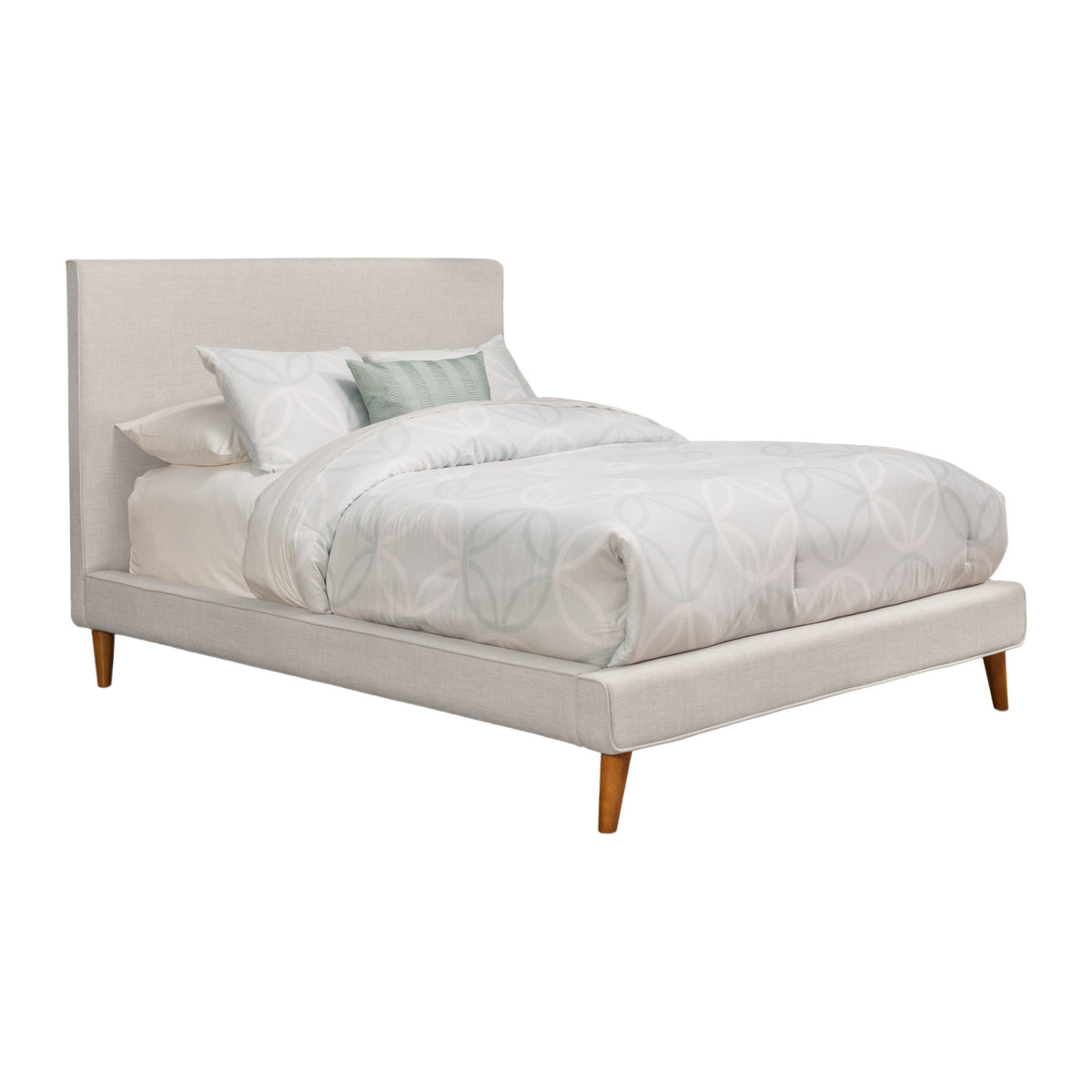 Britney Low-Profile Upholstered Bed in Light Grey Linen – view 3