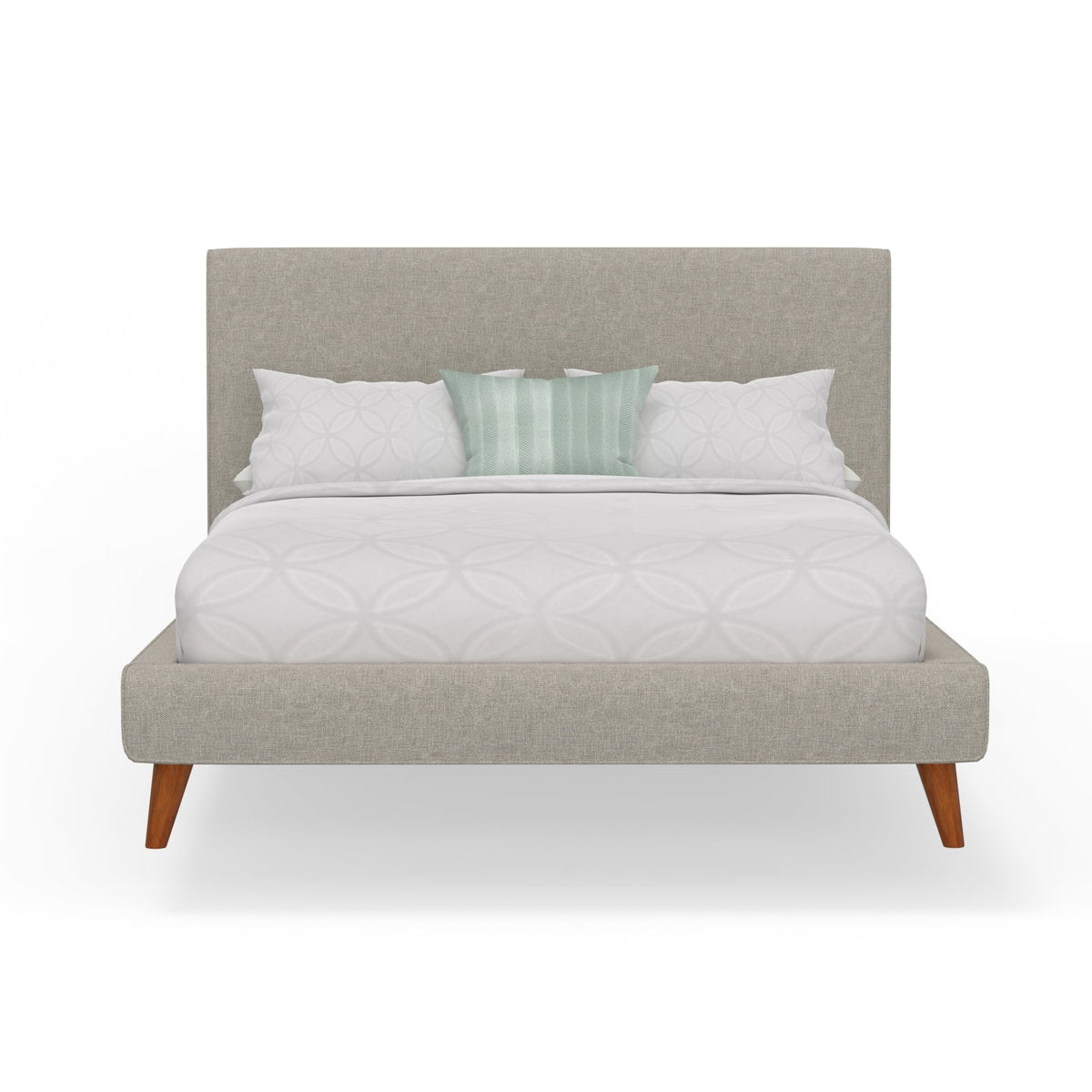 Britney Low-Profile Upholstered Bed in Light Grey Linen – view 5