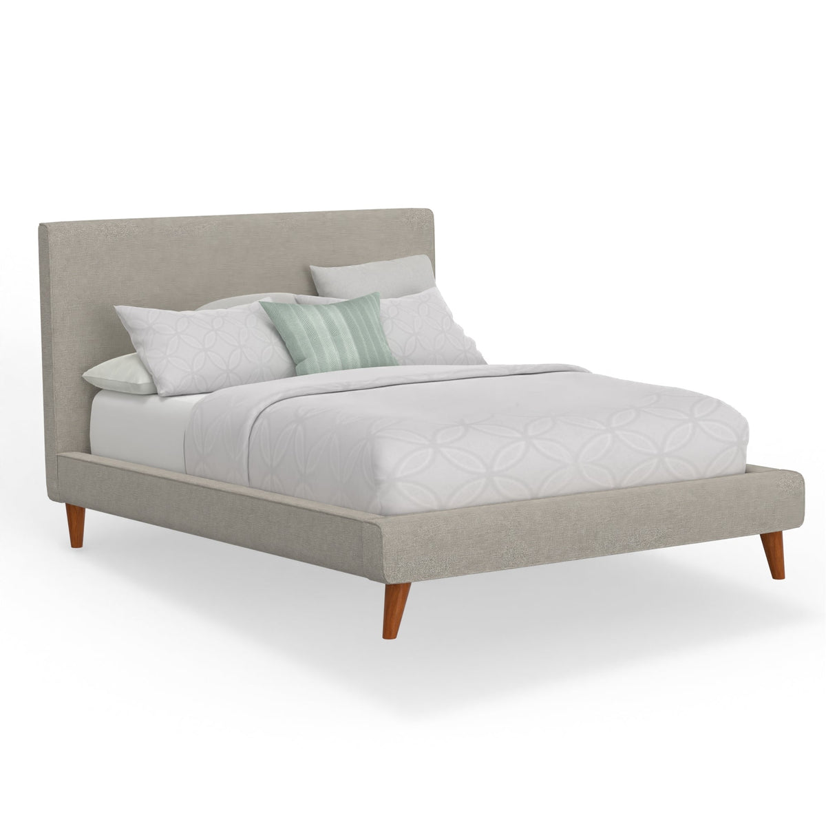 Britney Low-Profile Upholstered Bed in Light Grey Linen – view 4