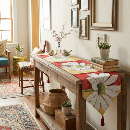 Loves Me Not Daisy Woven Tapestry Table Runner for Spring – view 4