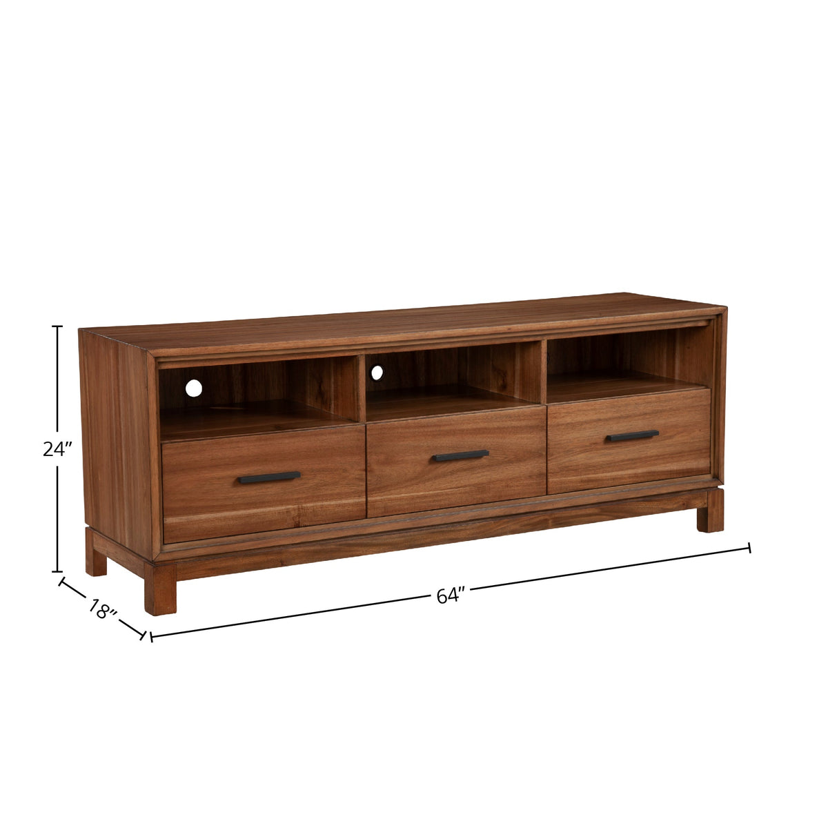 Nova TV Console with Felt-Lined Dovetail Drawers and Bronze Hardware – view 16