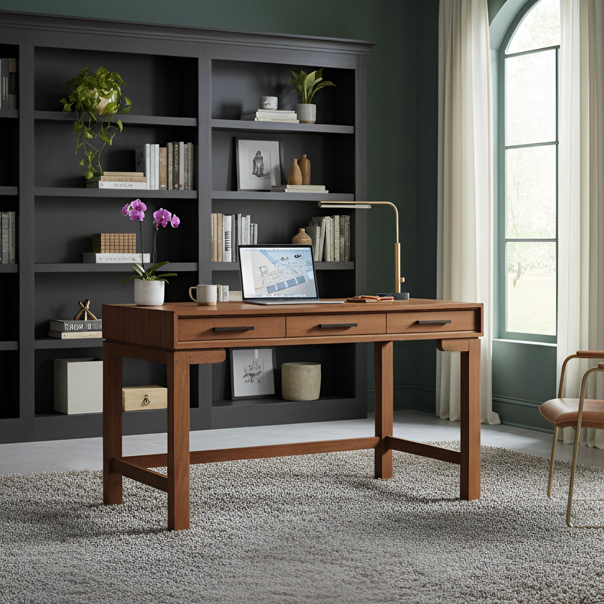 Nova Large Desk with Bronze Hardware