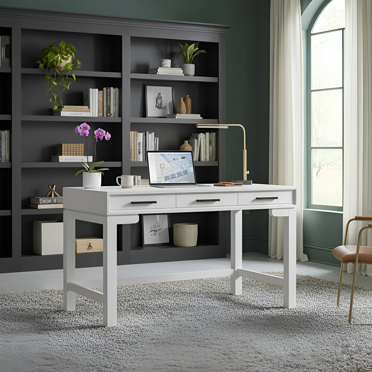 Nova Large Desk with 3 Drawers and Bronze Hardware – view 8