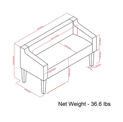 Parris Platinum Upholstered Bench with Solid Wood Frame – view 8
