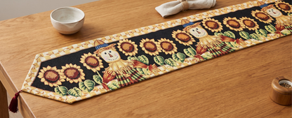 Sunflower Field Scarecrow Autumn Harvest Woven Tapestry Table Runner – view 7