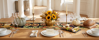 Sunflower Field Scarecrow Autumn Harvest Woven Tapestry Table Runner – view 17