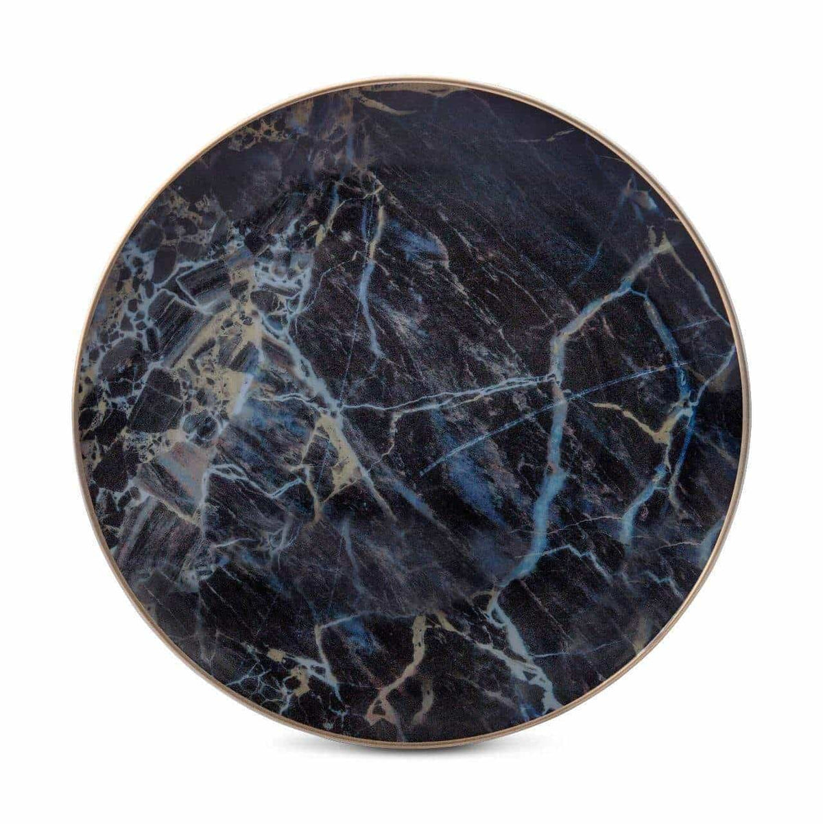 Black Marble Fine Bone China Accent Salad Plate, Set of Four