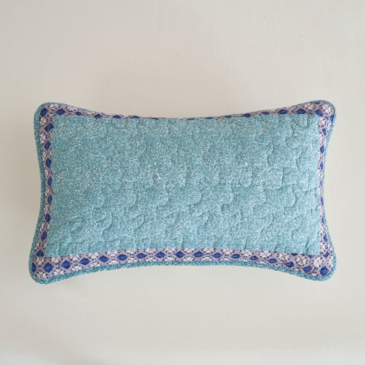 Old World Turquoise Geometric Patchwork Border Lumbar Pillow Sham – view 2