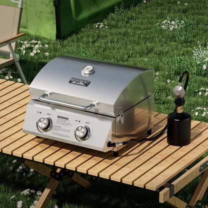 Monument Stainless Steel Portable Tabletop Propane Gas Grill with Two Burners – view 7