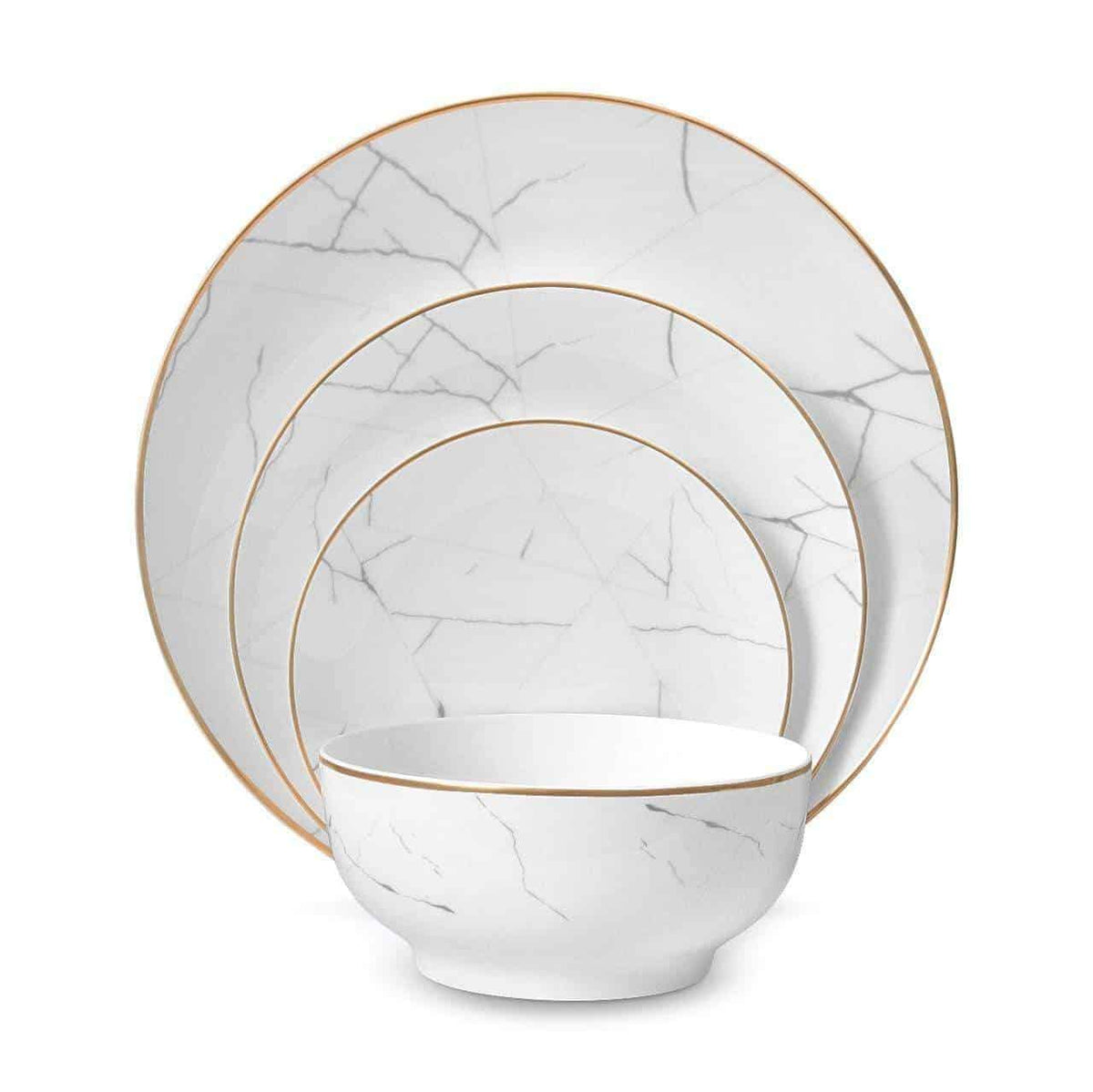 Carrara Marble Fine Bone China Dinnerware Set with Gold Rim, 16 Piece – view 2