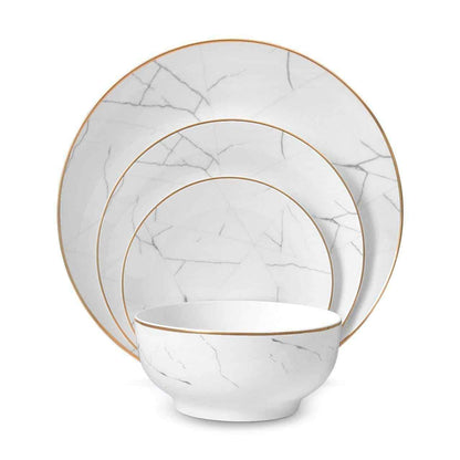 Carrara Marble Fine Bone China Dinnerware Set with Gold Rim, 16 Piece – view 2